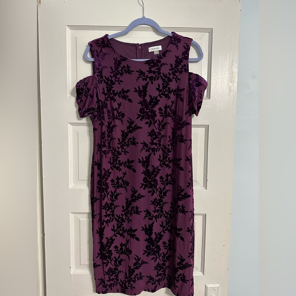 Calvin Klein Velvet Open Shoulder Dress - NWT